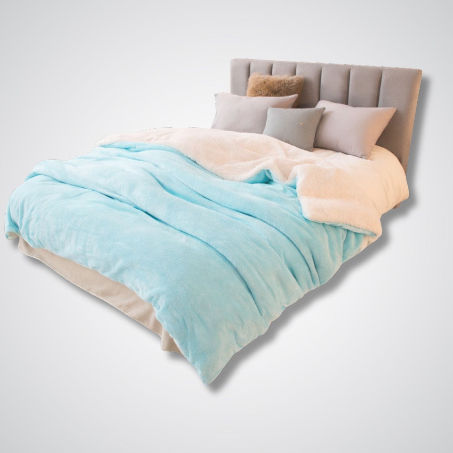 Couverture en laine Lunara Prestige™ – Élégance & confort naturel Bleu clair / 200x230cm