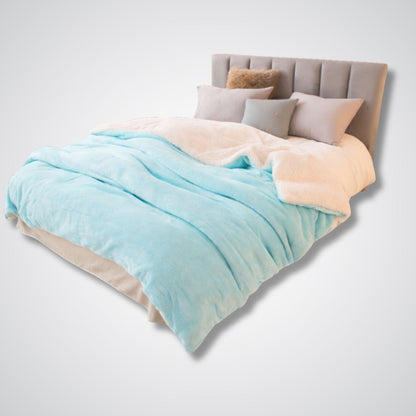 Couverture en laine Lunara Prestige™ – Élégance & confort naturel Bleu clair / 200x230cm