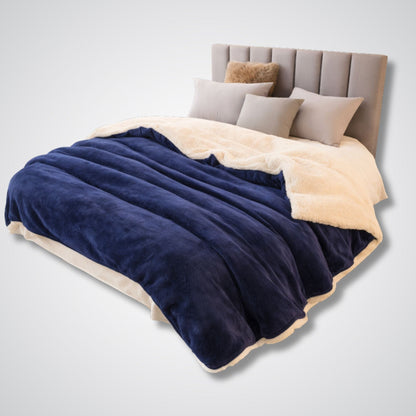 Couverture en laine Lunara Prestige™ – Élégance & confort naturel Bleu foncé / 200x230cm