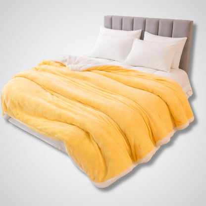 Couverture en laine Lunara Prestige™ – Élégance & confort naturel Jaune / 200x230cm