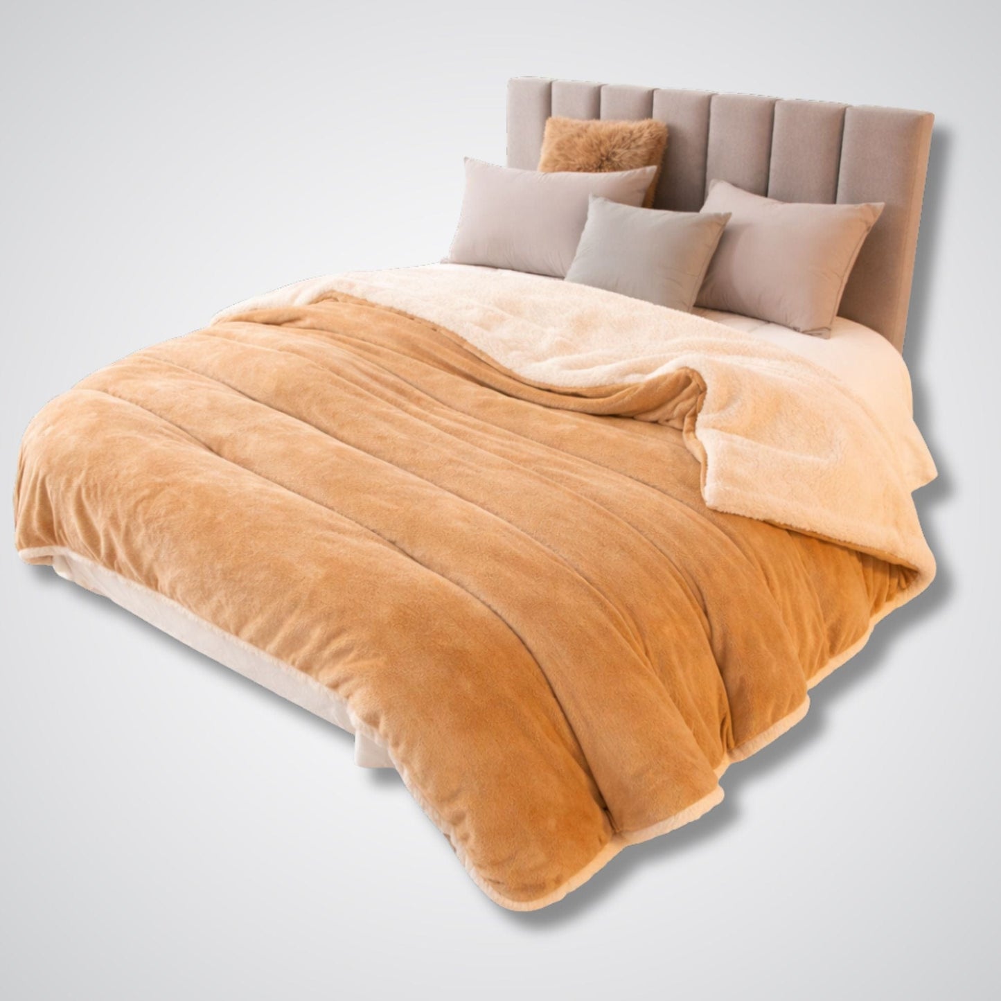 Couverture en laine Lunara Prestige™ – Élégance & confort naturel Marron clair / 200x230cm