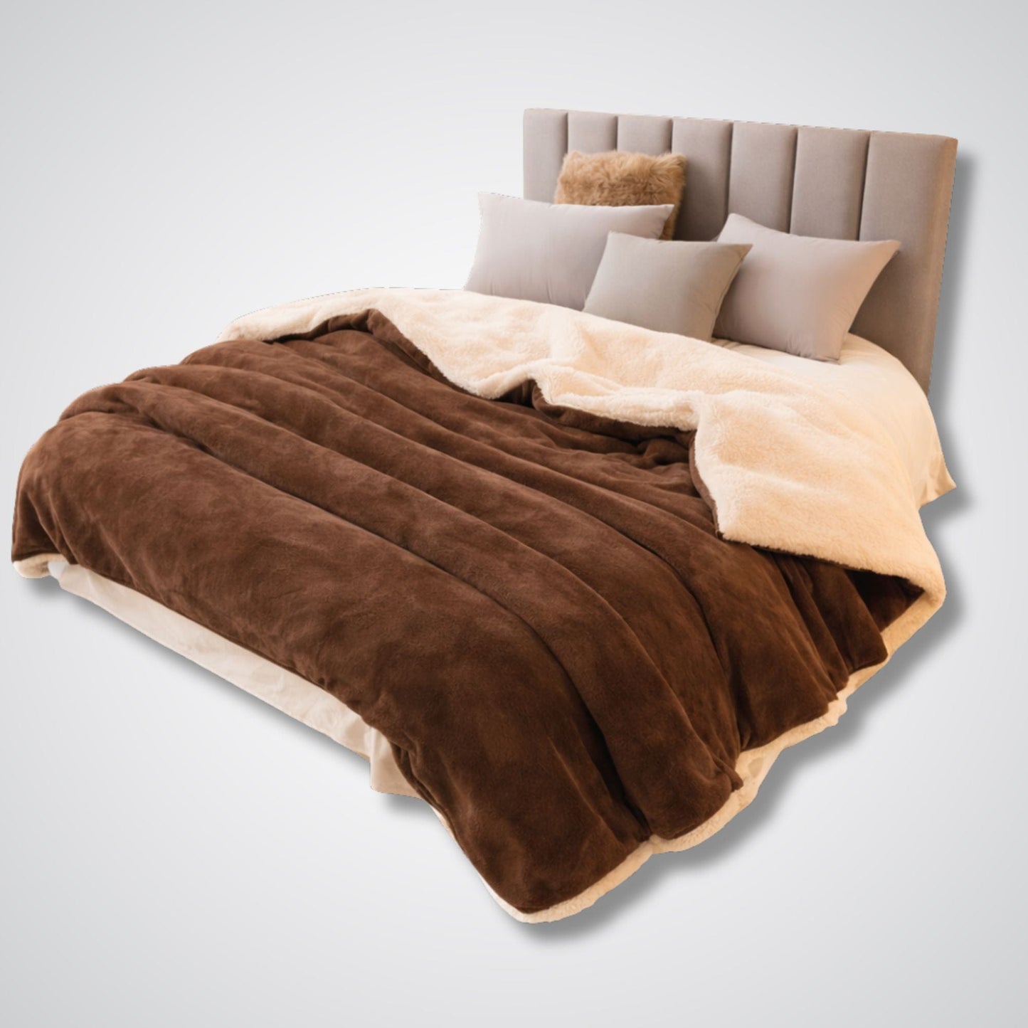 Couverture en laine Lunara Prestige™ – Élégance & confort naturel Marron foncé / 200x230cm