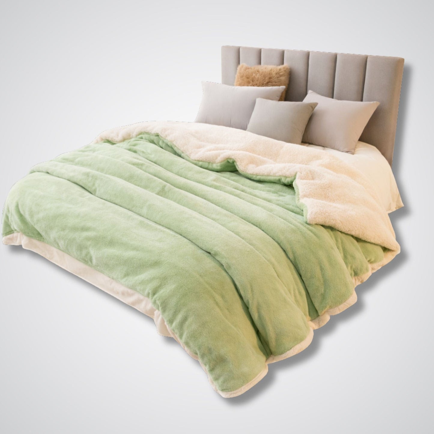 Couverture en laine Lunara Prestige™ – Élégance & confort naturel Vert clair / 200x230cm