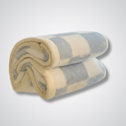 Couverture polaire - Modèle CheckFur™ Bleu Clair / 200x230 cm 3 pièces