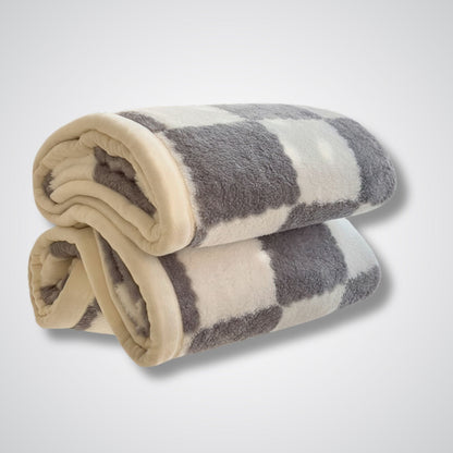 Couverture polaire - Modèle CheckFur™ Gris / 200x230 cm 3 pièces