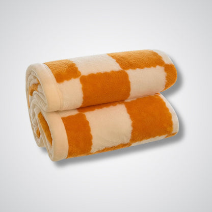 Couverture polaire - Modèle CheckFur™ Orange / 200x230 cm 3 pièces
