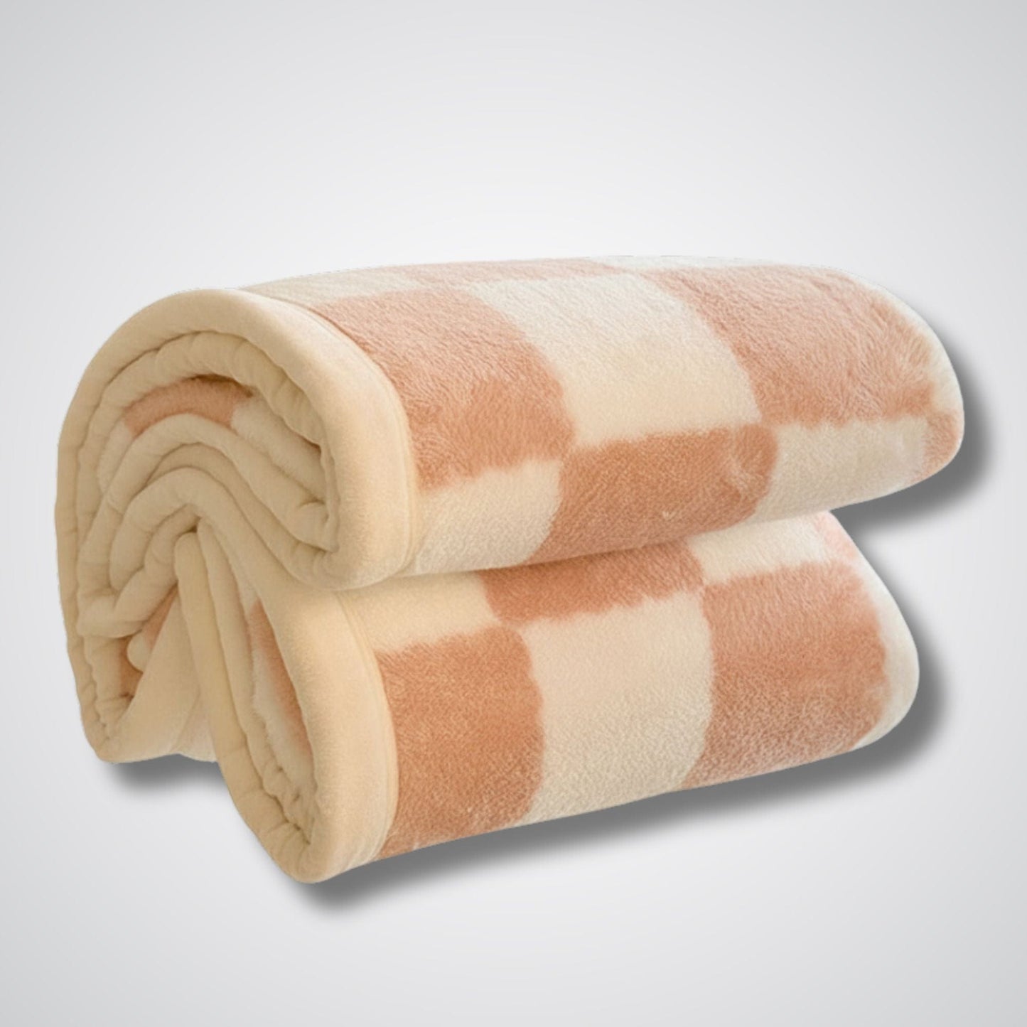 Couverture polaire - Modèle CheckFur™ Rose / 200x230 cm 3 pièces
