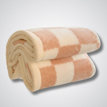 Couverture polaire - Modèle CheckFur™ Rose / 200x230 cm 3 pièces
