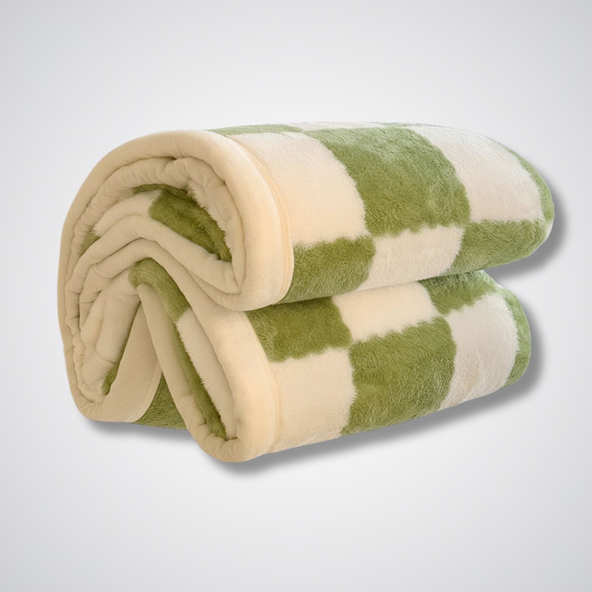 Couverture polaire - Modèle CheckFur™ Vert / 200x230 cm 3 pièces