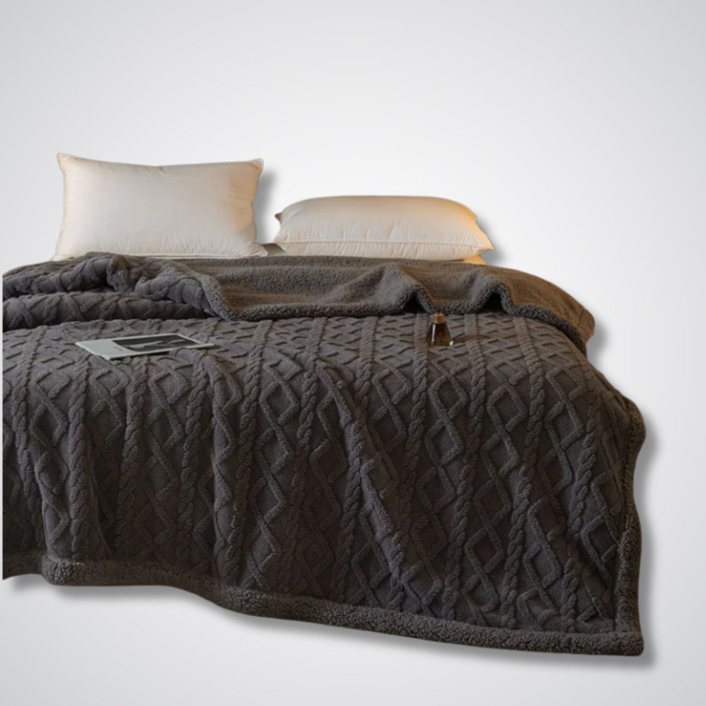 Couverture polaire - Modèle PatchLuxe™ Gris Foncé / 150x200 cm
