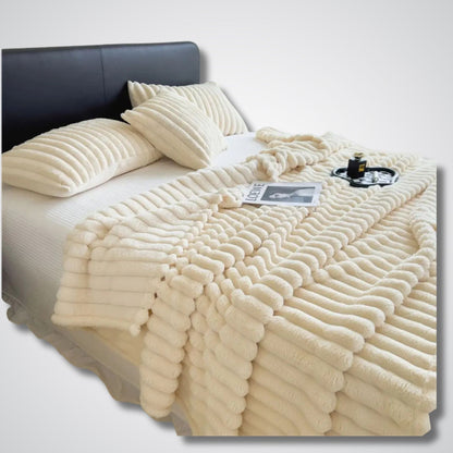 Couverture polaire - Modèle StripeWarm™ Blanc / 70x100 cm