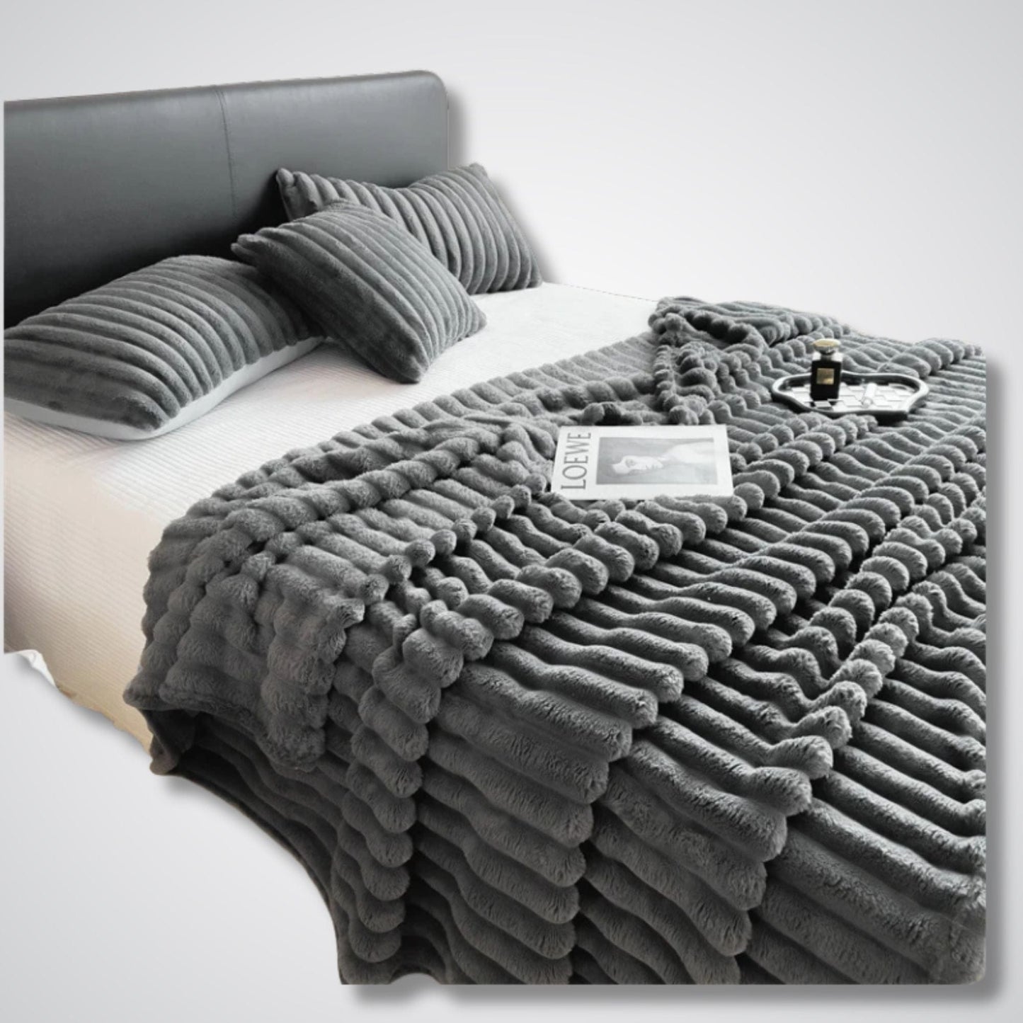 Couverture polaire - Modèle StripeWarm™ Gris Foncé / 70x100 cm