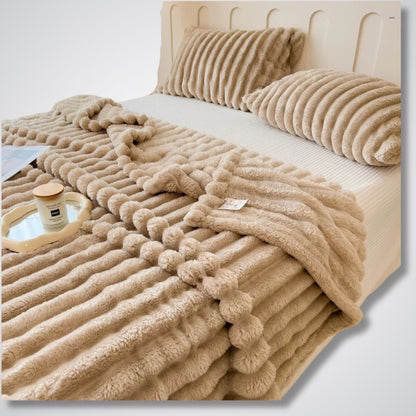 Couverture polaire - Modèle StripeWarm™ Khaki / 70x100 cm