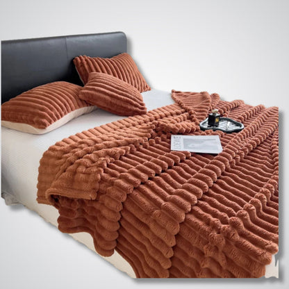 Couverture polaire - Modèle StripeWarm™ Marron / 70x100 cm