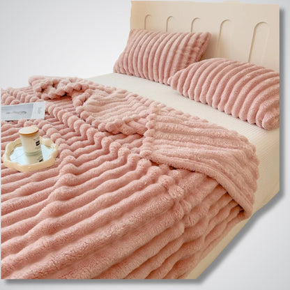 Couverture polaire - Modèle StripeWarm™ Rose / 70x100 cm