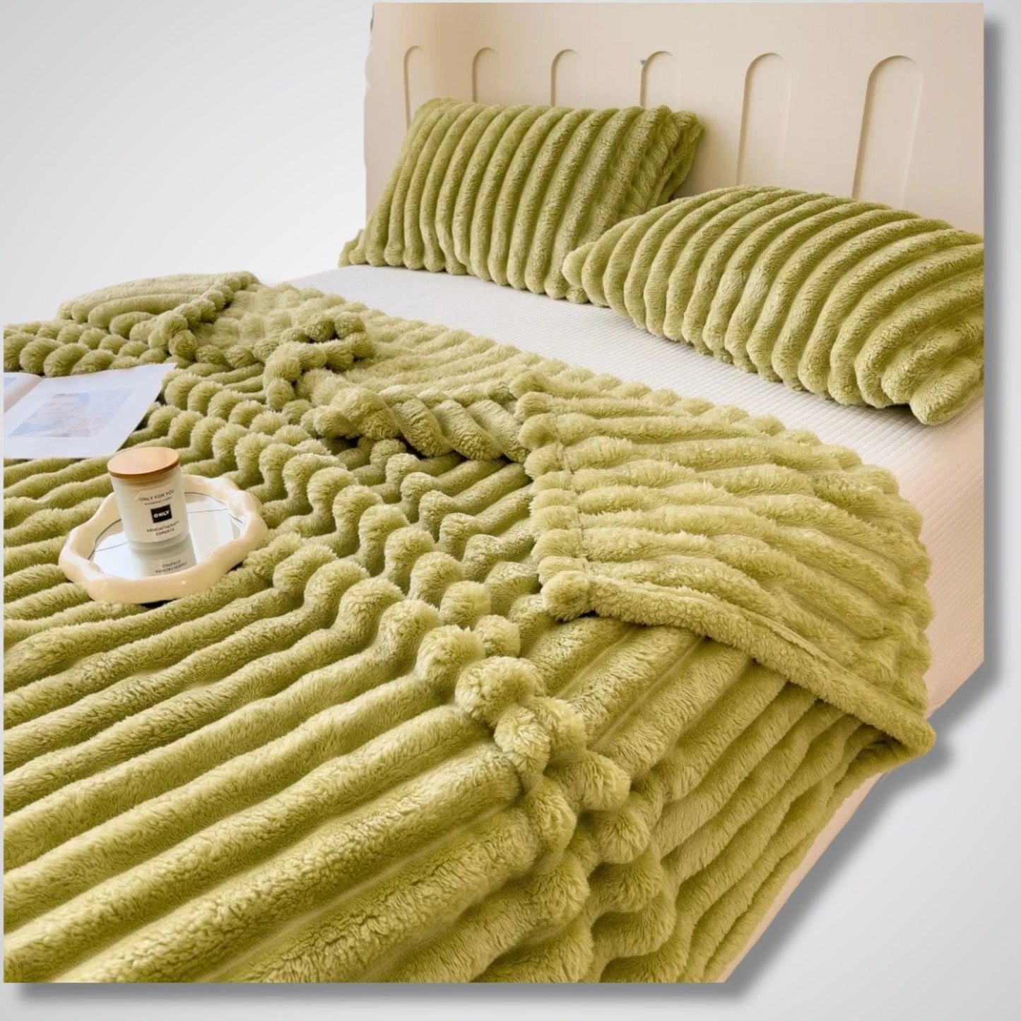 Couverture polaire - Modèle StripeWarm™ Vert / 70x100 cm